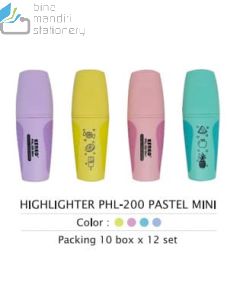 Katalog peralatan sekolah Kenko Highlighter PHL-200 Pastel Mini Set Penanda Tulisan dan gambarnya